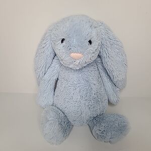 Jellycat Bashful Blue Bunny Rattle 11’ Chime Retired Rare Light Blue
